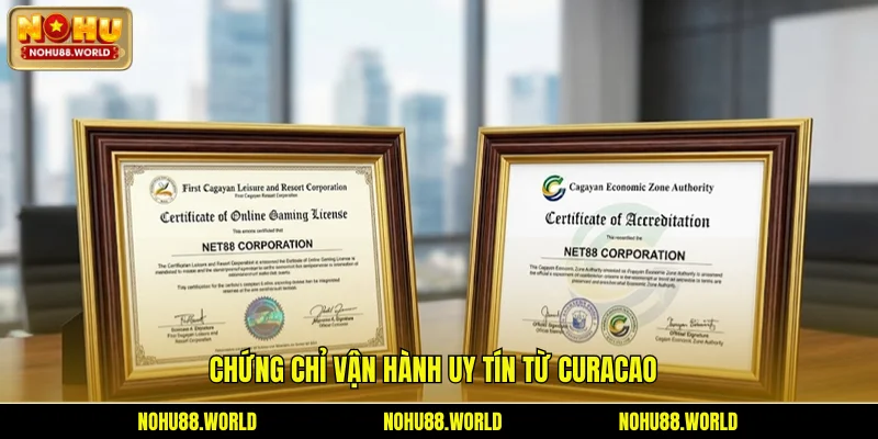 Chứng chỉ vận hành uy tín từ Curacao